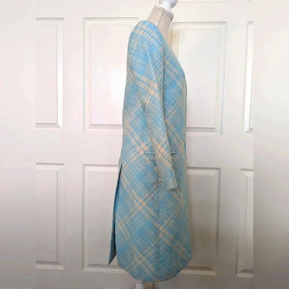 Kimora Lee Simmons Wool Blend Houndstooth Long Coat - Picture 2 of 6